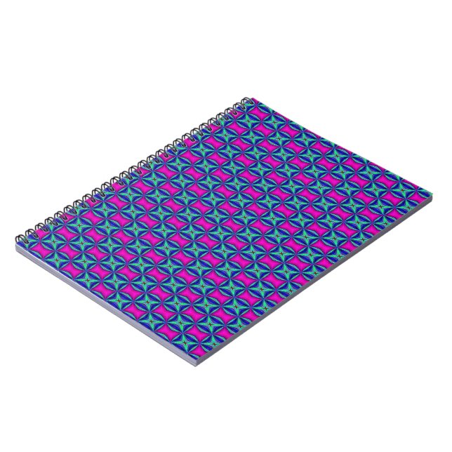 Pink, blue and purple decorative pattern notebook (Left Side)