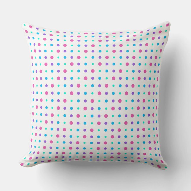 pink blue and purple dots throw pillow (Front)
