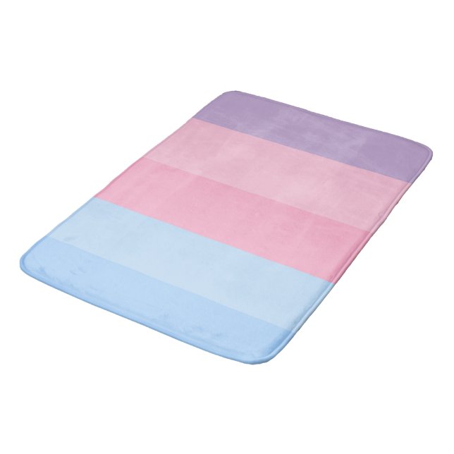 pink, blue and purple stripes bath mat (Angled)