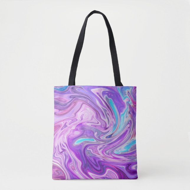 pink blue and purple swirls tote bag (Front)