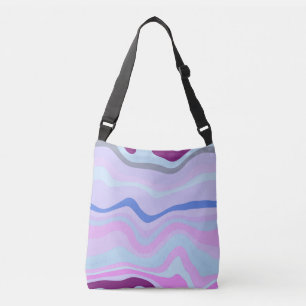 Pink, Blue and Purple Wavy Stripes Crossbody Bag