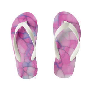 Pink Blue and White Abstract Kid's Flip Flops