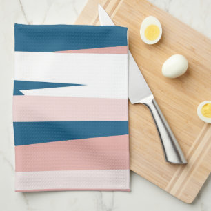Pink Blue and White Abstract Kitchen Towel