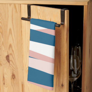 Pink Blue and White Abstract   Kitchen Towel