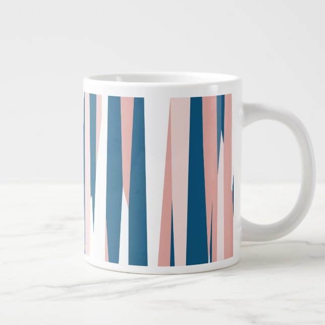 Pink Blue and White Abstract Large Coffee Mug (Right)