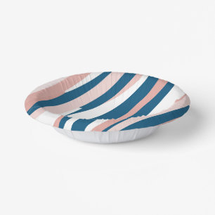 Pink Blue and White Abstract Paper Plate