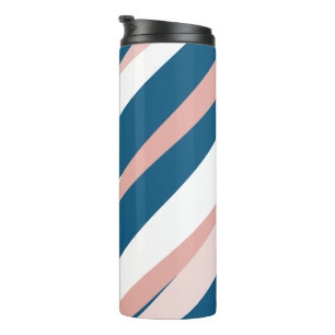 Pink Blue and White Abstract Thermal Tumbler