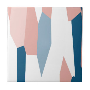 Pink Blue and White Abstract   Tile