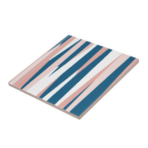Pink Blue and White Abstract   Tile