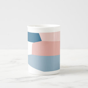 Pink blue and white bone china mug