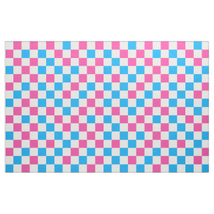 Pink Blue And White Chequered Pattern  Fabric