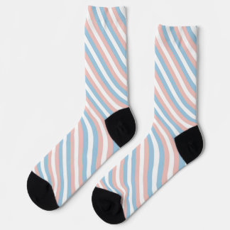 Pink, Blue and White Diagonal Stripe Socks