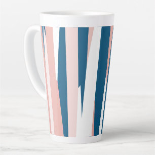 Pink blue and white latte mug