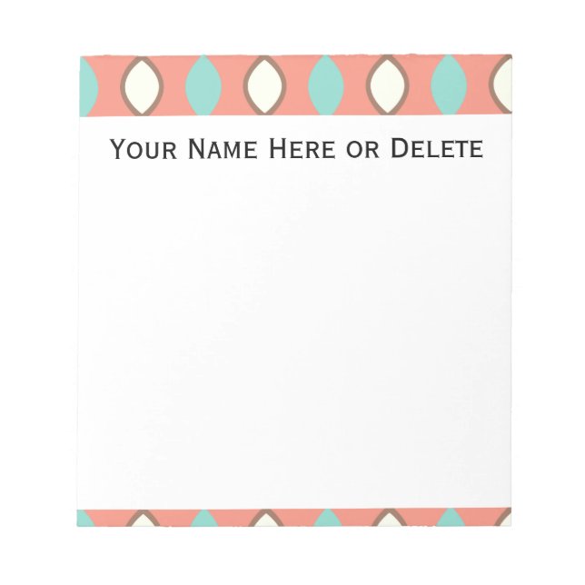 Pink Blue and White Retro 70's Pattern Notepad (Front)