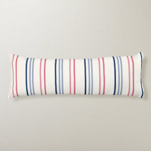 Pink blue and white stripes body pillow