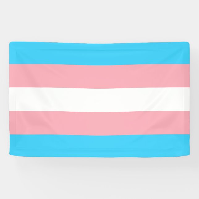 Pink, Blue and White Transgender Flag  Banner (Horizontal)