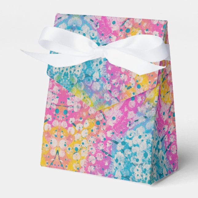 Pink, Blue, and Yellow Abstract Design Favor Box (Front Side)
