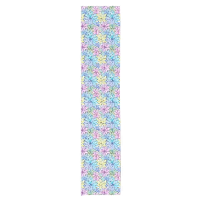 Pink Blue and Yellow Flowers Short Table Runner (Front)