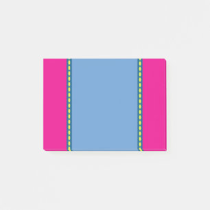 Pink, Blue, and Yellow Post It Note