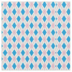 Pink blue argyle pattern fabric