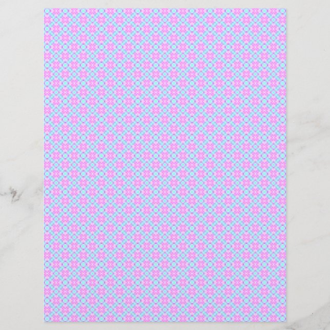 Pink & Blue Baby Plaid Scrapbook Craft Paper Pages (Front)