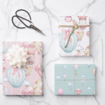 Pink & Blue Baby Wrapping Paper Flat Sheet Set