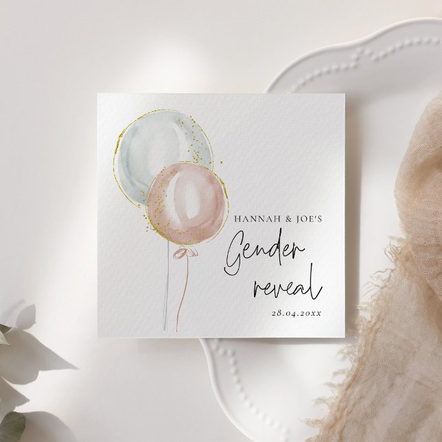 Pink & Blue Balloon Gender Reveal Team Boy Napkin (Creator Uploaded)