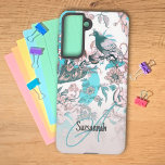 Pink Blue Bird and Floral Pattern Custom Monogram Samsung Galaxy Case<br><div class="desc">This design features a pink and blue bird and floral pattern. The template text offers the opportunity for a name, monogram or both. Personalize the text fields, remove any or all text or edit using the design tool to select a font style, size, and colour you like. You can also...</div>