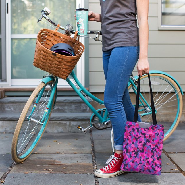 Pink Blue Black Camouflage Camo Pattern Tote Bag (Creator Uploaded)