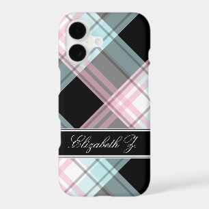 Pink Blue Black Plaid personalized iPhone 7 Case