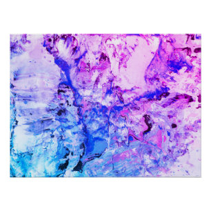 Pink Blue Black White Trendy Modern Abstract Art Poster