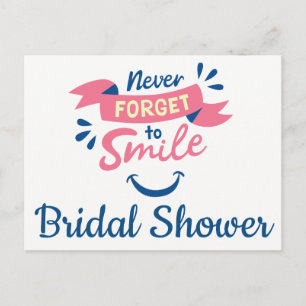 Pink & Blue Bridal Shower Smile  Happiness Wedding Invitation Postcard
