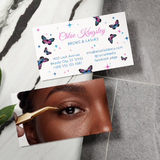 Pink Blue Butterflies & Sparkles Beauty Business Card