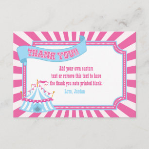 Pink, Blue Carnival Thank You Cards