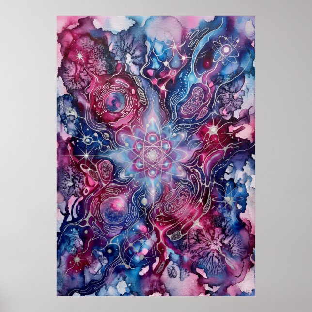 Pink Blue Chakra Spirit Energy Art Poster (Front)