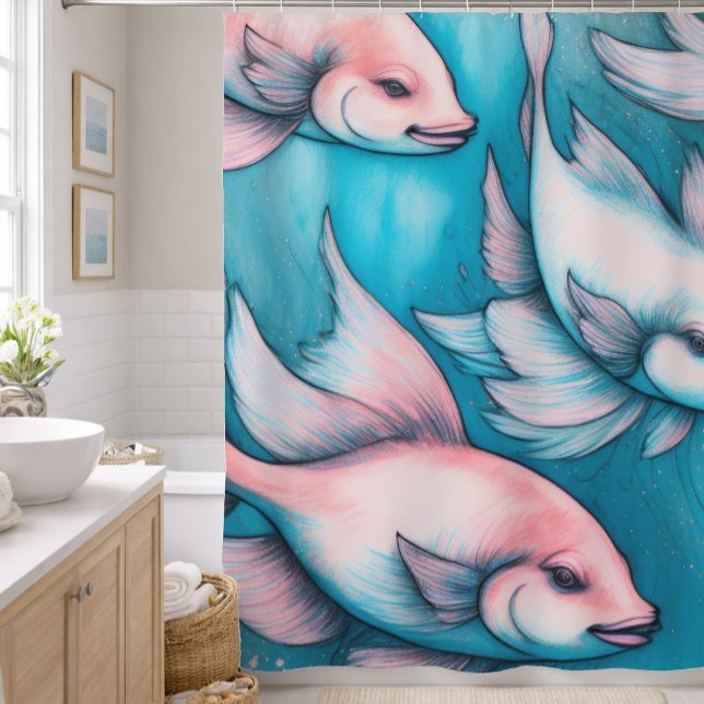 Pink Blue Chalk Drawing Fish (Creator Uploaded)