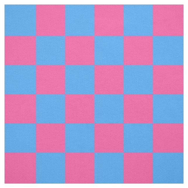 Pink Blue Chequered Check Pattern Fabric (Swatch)