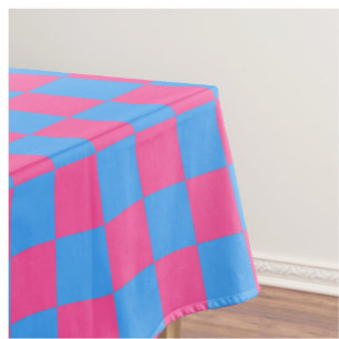 Pink Blue Chequered Check Pattern Tablecloth