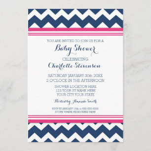 Pink Blue Chevron Custom Baby Shower Invitations