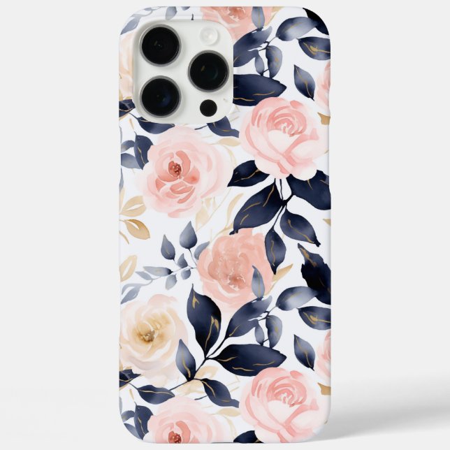 Pink Blue Chic Flowers Case-Mate iPhone Case (Back)