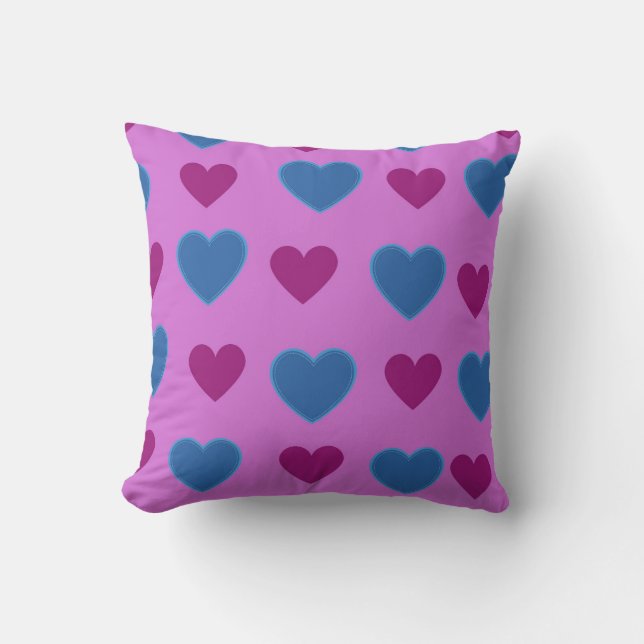 Pink Blue Cozy Modern Romantic Chic Stylish Heart  Throw Pillow (Front)