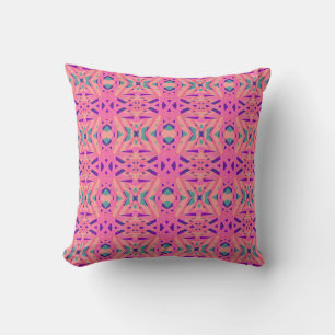 Pink Blue Cream Geometric Art Deco Throw Accent Pillow