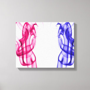 Pink Blue Dancing Smoke Plumes Stretched Canvas Print