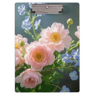 Pink Blue delicate flowers  Clipboard