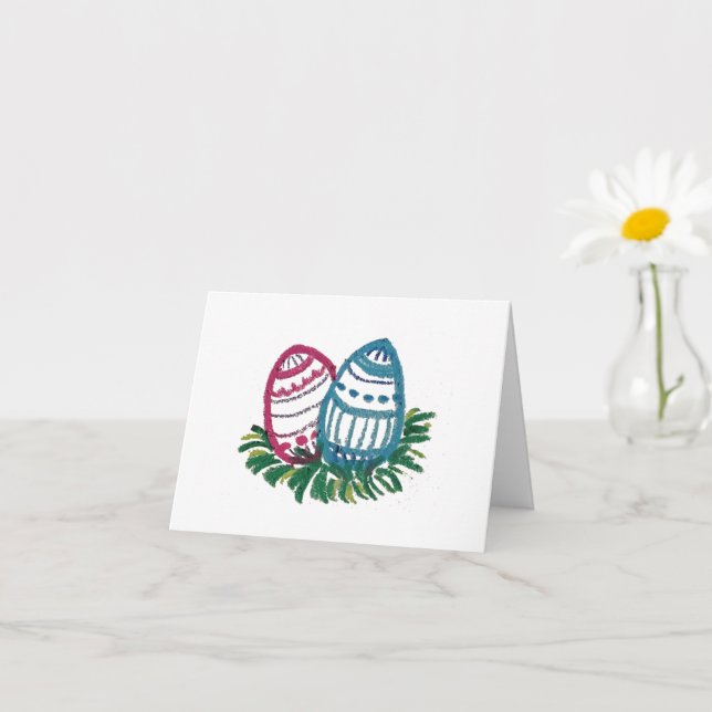 Pink & Blue Easter Eggs card (Small Plant)