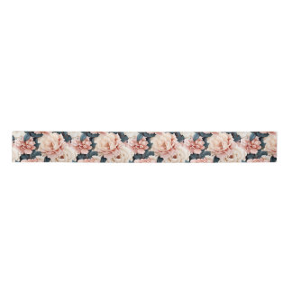 Pink Blue Elegant floral Pattern Blush Satin Ribbon
