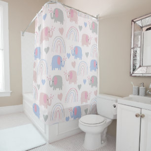 Pink Blue Elephants Rainbows Baby Child's Bathroom