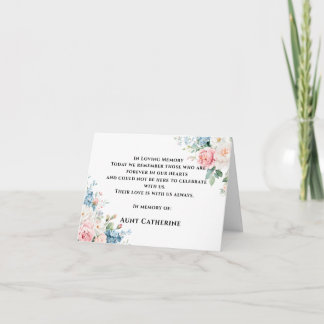 Pink & Blue Floral Elegant Wedding Memory Card