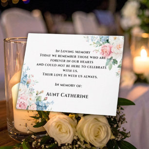 Pink & Blue Floral Elegant Wedding Memory Card
