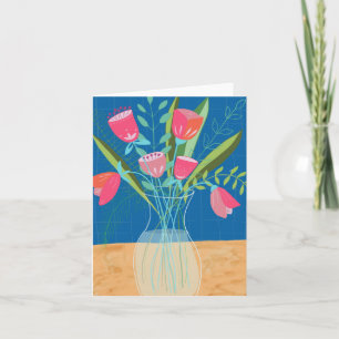 Pink/Blue Flower Vase Card